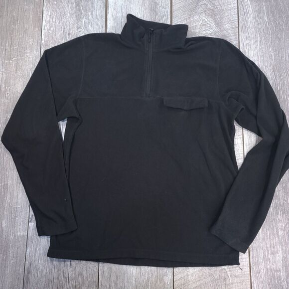 Helly Hansen Pocket Fleece Mens Large Black 1/4 Zip Pullover Sweater Jacket Top - Picture 1 of 10